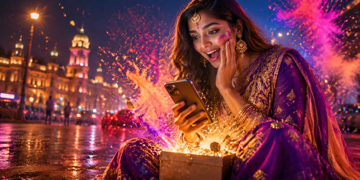 Joyful Mumbai Holi festival celebrating registration bonuses